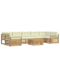 Set di divani da esterno 8 pcs Bianco e Crema 2