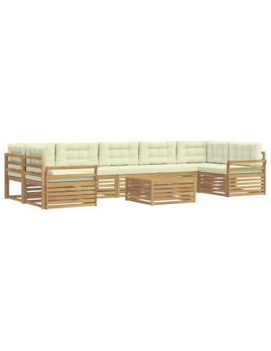Set di divani da esterno 8 pcs Bianco e Crema