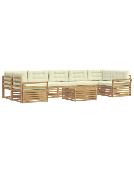 Set di divani da esterno 8 pcs Bianco e Crema