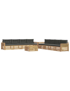 Set di divani da esterno 9 pcs Bianco e Antracite 2