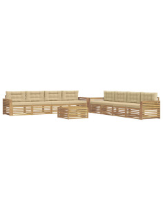 Set di divani da esterno 9 pcs Bianco e Beige 2
