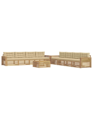 Set di divani da esterno 9 pcs Bianco e Beige