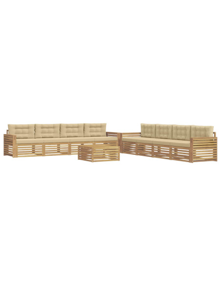 Set di divani da esterno 9 pcs Bianco e Beige