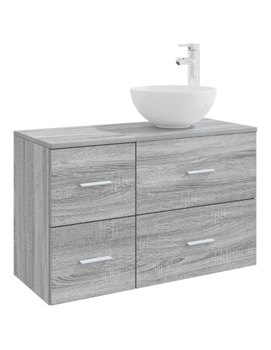 Set di mobili per il bagno 2 pcs Sonoma grigio