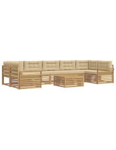 Set di divani da esterno 8 pcs Bianco e Beige 2