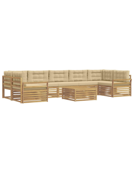 Set di divani da esterno 8 pcs Bianco e Beige