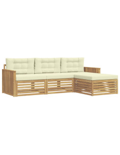 Set di divani da esterno 4 pcs Bianco e Crema 2