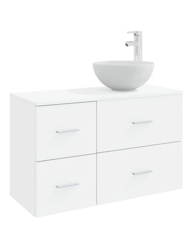 Set di mobili per il bagno 2 pcs Bianco Legno ingegnerizzato