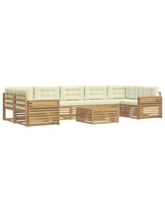 Set di divani da esterno 8 pcs Bianco e Crema 2