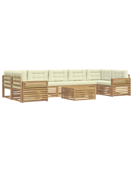 Set di divani da esterno 8 pcs Bianco e Crema