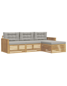 Set di divani da esterno 4 pcs Bianco e Grigio Chiaro 2