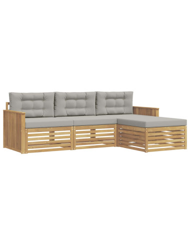 Set di divani da esterno 4 pcs Bianco e Grigio Chiaro