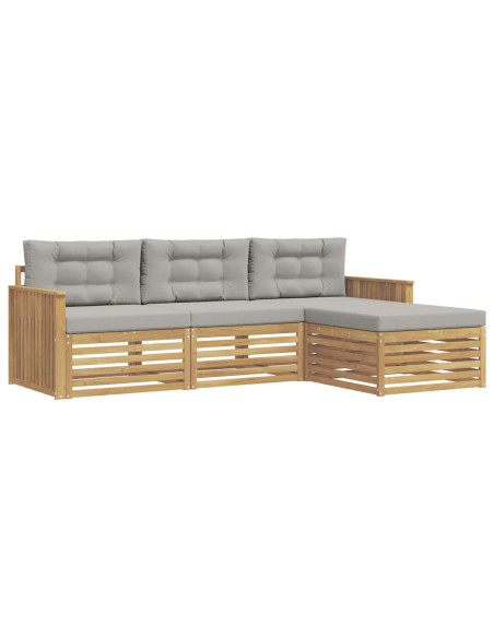 Set di divani da esterno 4 pcs Bianco e Grigio Chiaro