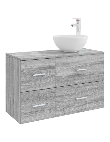 Set di mobili per il bagno 2 pcs Sonoma grigio