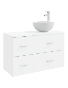 Set di mobili per il bagno 2 pcs Bianco Legno ingegnerizzato