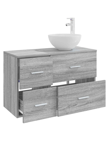 Set di mobili per il bagno 2 pcs Sonoma grigio
