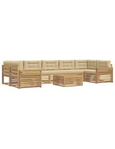 Set di divani da esterno 8 pcs Bianco e Beige 2