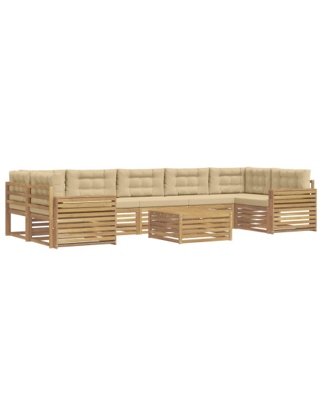 Set di divani da esterno 8 pcs Bianco e Beige