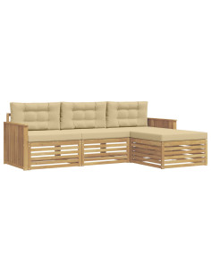 Set di divani da esterno 4 pcs Bianco e Beige 2