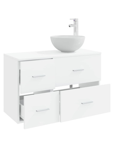 Set di mobili per il bagno 2 pcs Bianco Legno ingegnerizzato
