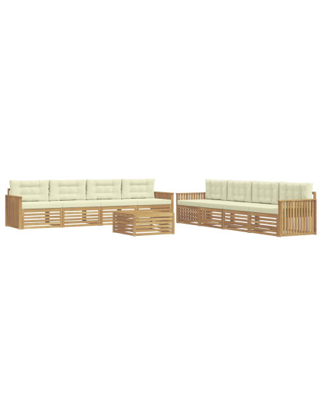 Set di divani da esterno 9 pcs Bianco e Crema