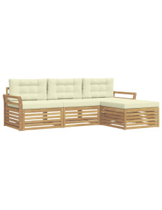 Set di divani da esterno 4 pcs Bianco e Crema 2