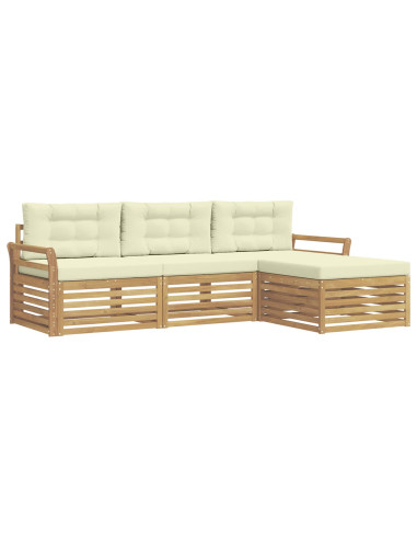 Set di divani da esterno 4 pcs Bianco e Crema