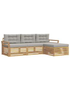 Set di divani da esterno 4 pcs Bianco e Grigio Chiaro 2