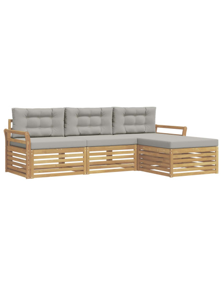 Set di divani da esterno 4 pcs Bianco e Grigio Chiaro