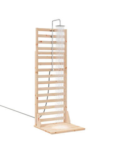 Doccia da esterno 225 cm Legno massello di pino e acciaio inox