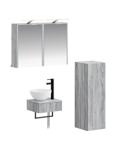 Set di Armadi da Bagno 4 pcs Sonoma grigio 43 x 16 x 62,5 cm