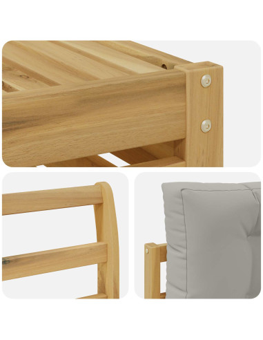 Set di divani da esterno 4 pcs Bianco e Grigio Chiaro
