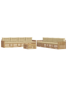 Set di divani da esterno 9 pcs Bianco e Beige 2