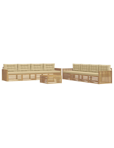 Set di divani da esterno 9 pcs Bianco e Beige