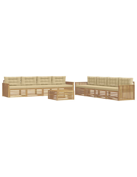 Set di divani da esterno 9 pcs Bianco e Beige