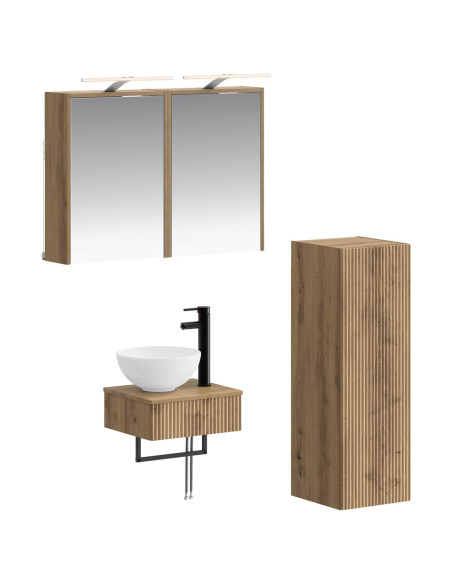 Set di Armadi da Bagno 4 pcs Rovere Artigianale