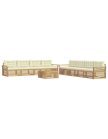 Set di divani da esterno 9 pcs Bianco e Crema