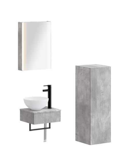 Set di Armadi da Bagno 4 pcs Grigio Cemento 43 x 11,5 x 60,5 cm