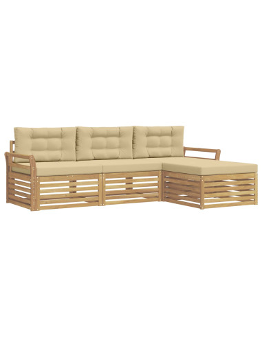 Set di divani da esterno 4 pcs Bianco e Beige