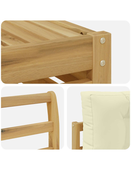 Set di divani da esterno 9 pcs Bianco e Crema
