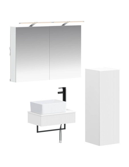 Set di Armadi da Bagno 4 pcs Bianco 50 x 14,5 x 70 cm