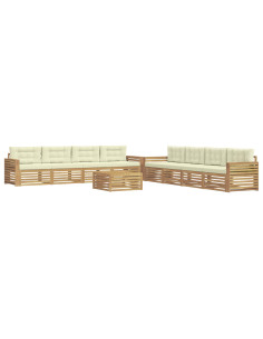 Set di divani da esterno 9 pcs Bianco e Crema 2