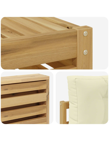 Set di divani da esterno 4 pcs Bianco e Crema