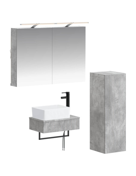 Set di Armadi da Bagno 4 pcs Grigio Cemento 50 x 14,5 x 70 cm