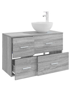 Set di mobili per il bagno 2 pcs Sonoma grigio 2