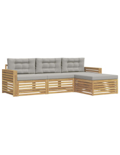 Set di divani da esterno 4 pcs Bianco e Grigio Chiaro 2