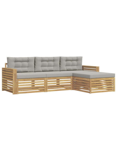 Set di divani da esterno 4 pcs Bianco e Grigio Chiaro