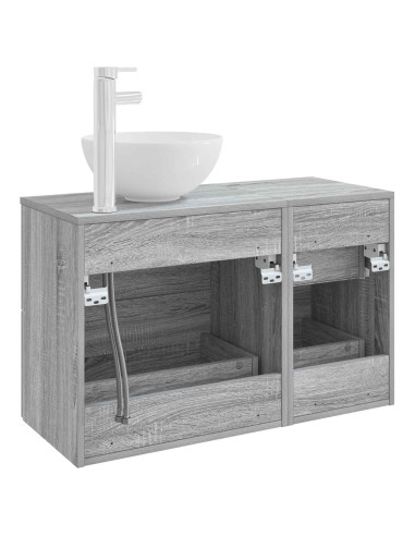 Set di mobili per il bagno 2 pcs Sonoma grigio