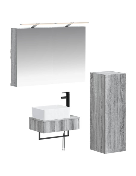 Set di Armadi da Bagno 4 pcs Sonoma grigio 50 x 14,5 x 70 cm