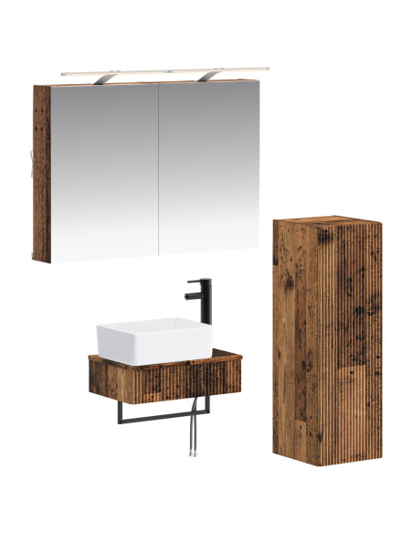 Set di Armadi da Bagno 4 pcs Legno antico 50 x 14,5 x 70 cm
